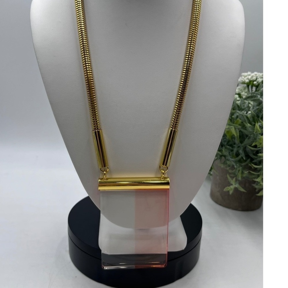 Jules Reid Eleanor Lucite Necklace in Pink and Gold Tone